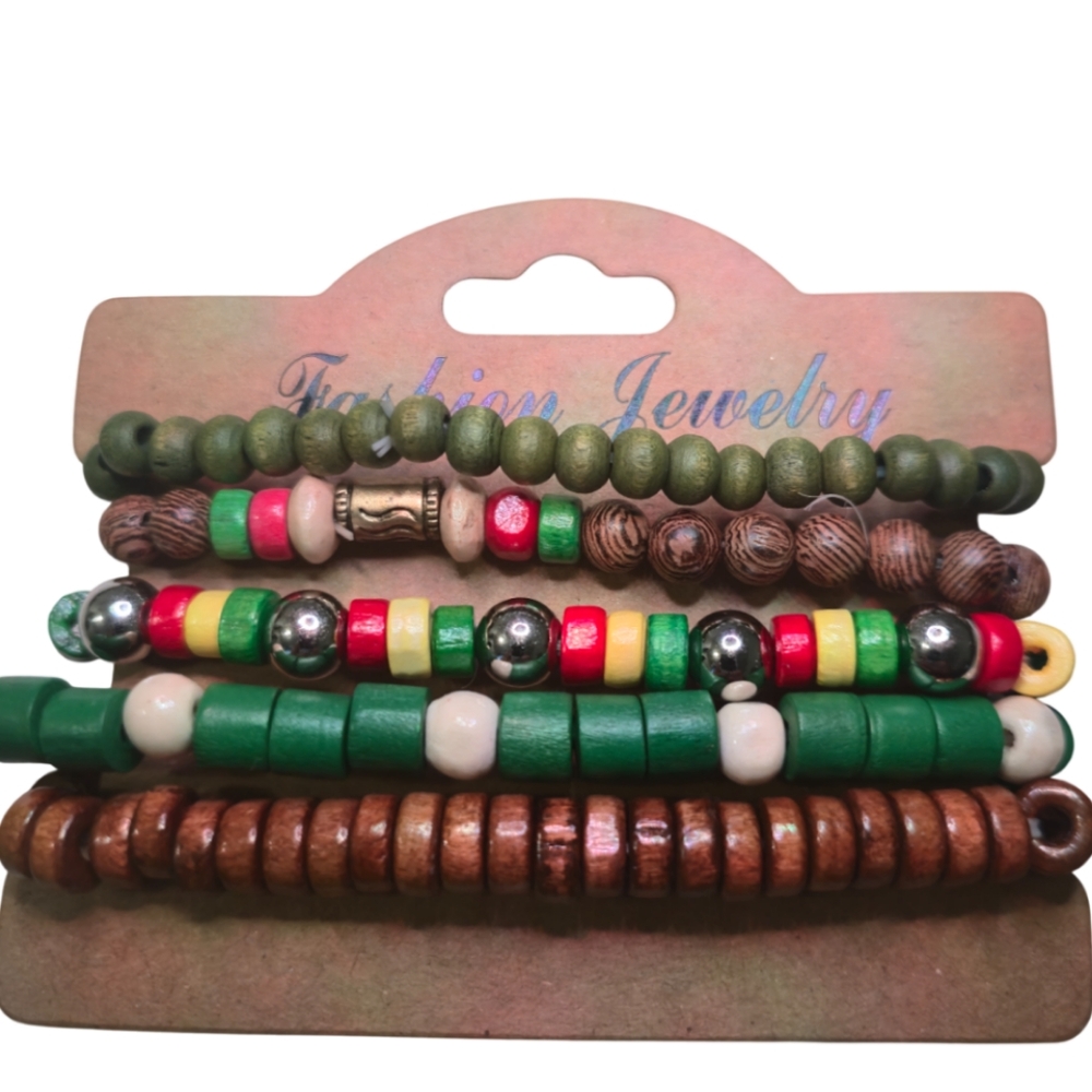 Simple Designs Fashion Jewelry Wooden Beaded Bracelets Set